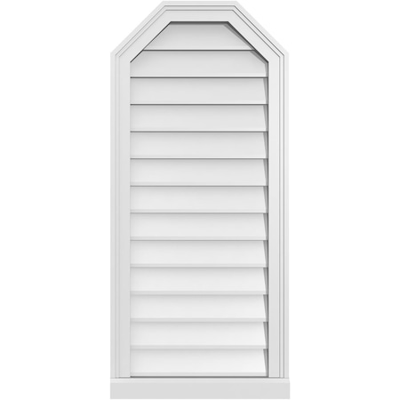 Ekena Millwork Octagonal Top Surface Mount PVC Gable Vent w/ 2"W x 2"P Brickmould Sill Frame, 18"W x 40"H GVPOT18X4003SN